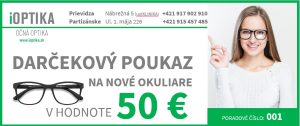 Darčekový poukaz na okuliare v hodnote 50 EUR