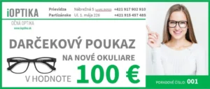 iOPTIKA Darčekový poukaz na okuliare v hodnote 100 EURO